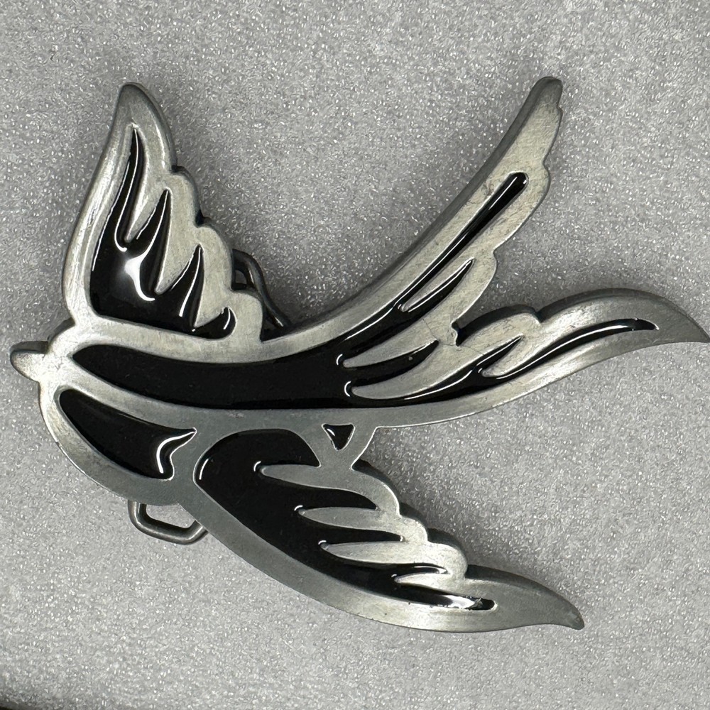 Black Bird Belt Buckle Swallow Flying Wings Metal Western Cowboy Biker