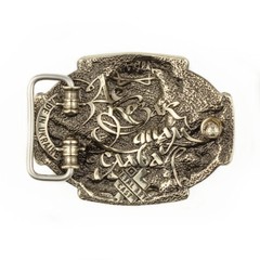 German silver belt buckle Cossack, Handmade Ukrainian warrior military buckle