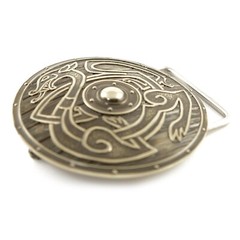 German silver belt buckle Viking Shield, warrior buckle, Scandinavian buckle