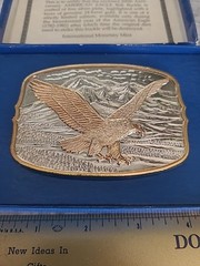 American Eagle Limited Ed. 24K Gold & Silver Plated Belt Buckle In Box NEW A
