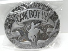 Cowboy Up Western Belt Buckle Riding Bronco Metal NEW