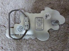 VTG 2004 PIMP MY RIDE Belt Buckle Fine Pewter 4731C Purple Sparkle Acrylic 4.25&Prime;