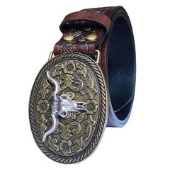 Wojgzon Western Cowboy Cowgirl Belt for Men Fit 31&Prime;-35&Prime; Waist, Dark Brown-a