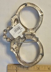 Handcuffs Belt Buckle Journey&rsquo;s Silver Metal Skulls Halloween Costume Unisex NWT