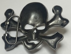 Skull Crossbones Pirate Metal Western Belt Buckle Vintage 1.5” Gothic Metal Head