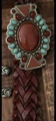 Western Belt Buckle Silver coral& Turquoise Stone Fits 1.5&Prime;Native American trib