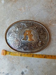 Montana Silversmiths Silver/Gold-Tone Oval Engraved « A » Western Belt Buckle