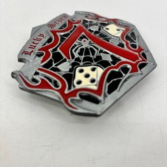 Lucky Seven Belt Buckle Red Black Dice Spider Web Spade Heart