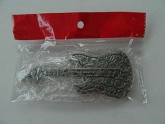 ELECTRIC GUITAR BELT BUCKLE, ZINC ALLOY, SILVER COLOR, 5.5&Prime;, 3D SCULPTED DESIGN