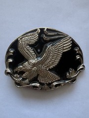 Metal Black And Silver Toned Eagle Belt Buckle