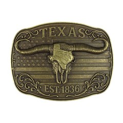American Flag Texas 1836 Longhorn Belt Buckle Antique Bronze Fits 1.5 inch Belts