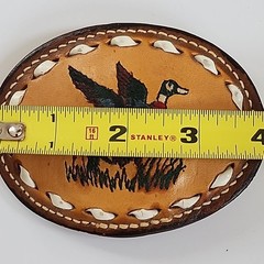 Vtg. Leather Belt Buckle with Mallard Duck [39]