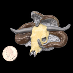 Bull Skull Rattlesnake Western Cowboy Belt Buckle