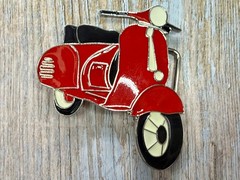 Red & Black White Vespa Classic Scooter Motorcycle Design NOS Belt Buckle
