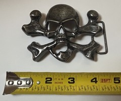 Skull Crossbones Pirate Metal Western Belt Buckle Vintage 1.5” Gothic Metal Head