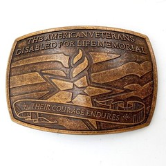 American Veteran Belt Buckle Disabled For Life DAV Military Vet Stars Stripes