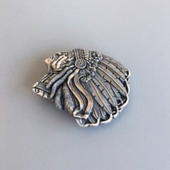Vintage Silver Plated Chief Belt Buckle Gurtelschnalle Boucle de Ceinture
