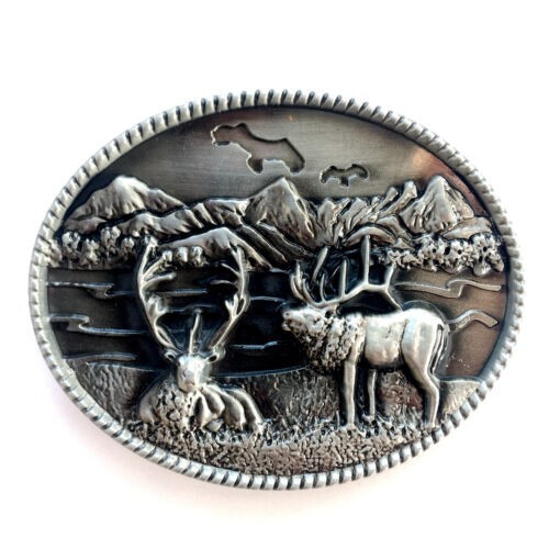 Elk Deer Belt Buckle Western Cowboy Native American Motorcyclist (DER-05)