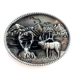 Elk Deer Belt Buckle Western Cowboy Native American Motorcyclist (DER-05)