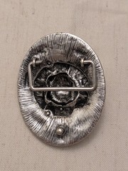 Western Oval Silver Tone Metal 3D Floral Rose Belt Buckle Fits 1.5in Unisex