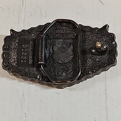VTG 1983 Great American Buckle Co. Chicago Belt Buckle Enamel Eagle Biker Chain.
