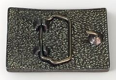 VTG Solid Brass Belt Buckle w/ Leather Native Made Polar Bear Scrimshaw Center