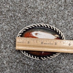 Leather Belt Buckle Bald Eagle Embossed Laced Textured Native Indian
