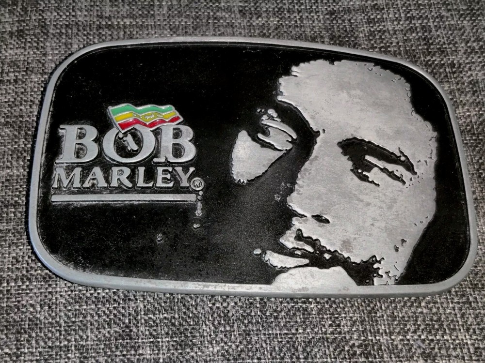 Vintage Bob Marley Belt Buckle Face Jamaican Flag 3&Prime;x4.5&Prime; Singer Reggae Legend
