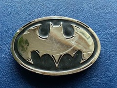 Batman Belt Buckle Metal – Black and Silver Logo – Zinc 3.5&Prime; DC Comics