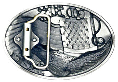 Patriotic Eagle & USA Flag God Bless America Enameled Belt Buckle New