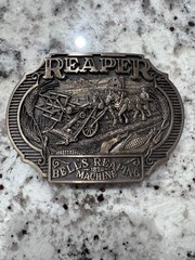 belt buckle Reaper Bell&rsquo;s Reaping Machine 1926 solid brass 3.75&Prime; long 1st #98