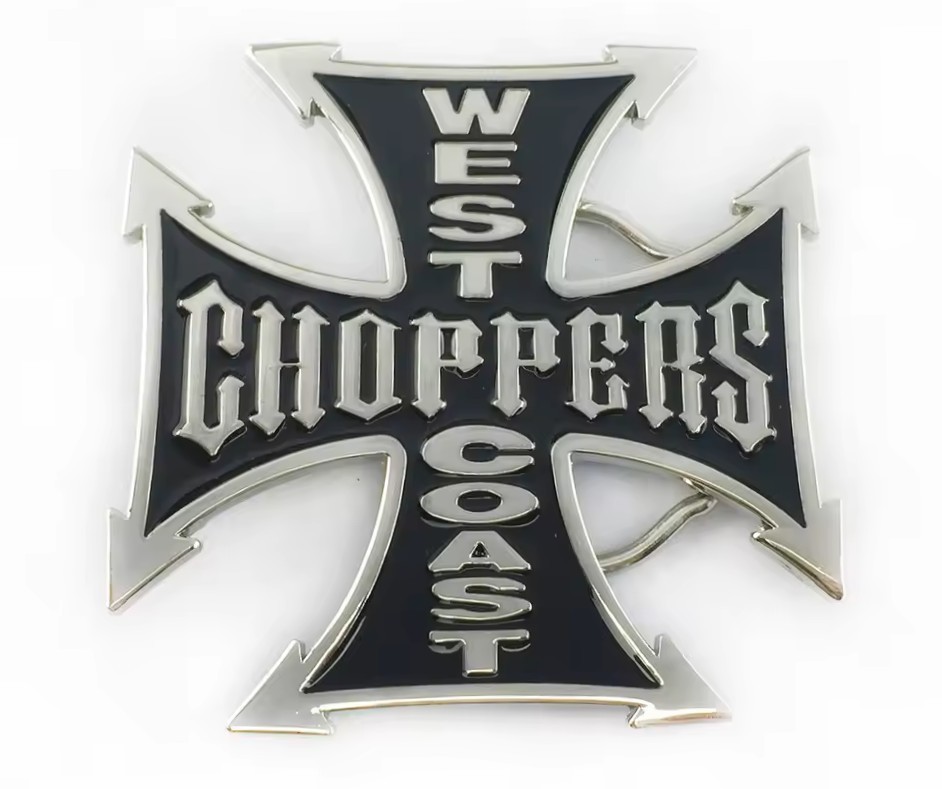 West Coast Choppers Belt Buckle Enamel Jesse James Iron Cross Maltese Biker