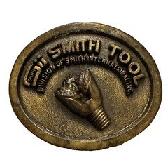 Vtg Smith Tool Drill Bit Brass Belt Buckle Oil Gas Mining Drilling Advertising