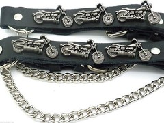 Genuine Leather Biker Motorcycle Boot Straps Chain Buckle Women&rsquo;s Men&rsquo;s PAIR NEW