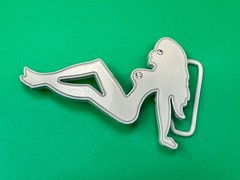 Mudflap Girl Belt Buckle Mud Flap White Color Enamel Cz Studded Belt Buckle