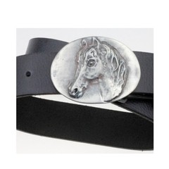 Horse Head Belt Buckle With Detailed Design In Antique Silver Finish