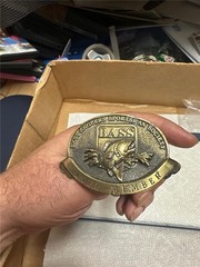 Vintage Bass Anglers Sportsman Society Life Member Bras Belt Buckle B.A.S.S.