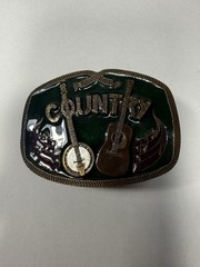 Indiana Metal Craft Country Music Banjo Western Belt Buckle Green/Silver MPN 438