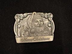 Vintage style pewter Santa claus Ornament “Merry christmas” on the front RARE