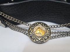 VTG ARGENTINIAN GAUCHO COWBOY MOTORCYCLE KIDNEY LEATHER HORSE COIN BELT 34-38 In