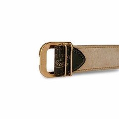 Gucci Gg Logo Buckle Leather Belt Brown Gold Hardware Made In Italy