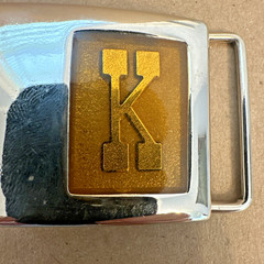 Vintage LEE Jeans Monogram Belt Buckle (70s) Cowboy/Western K ORANGE SPARKLE! K