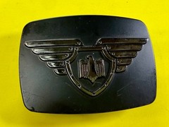 Thunderbird Shield Wings Crest Logo 90&rsquo;s Black Belt Buckle Chrome Brand #6172