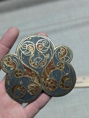 vintage 1970s handcrafted INDIA belt buckle BRASS hand painted WESTERN cowboy