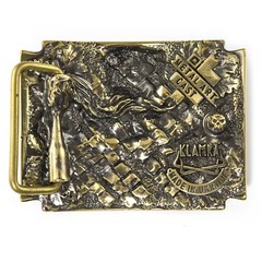 Brass belt buckle Banderstadt, Artistic sculptural fighting skull brass buckle