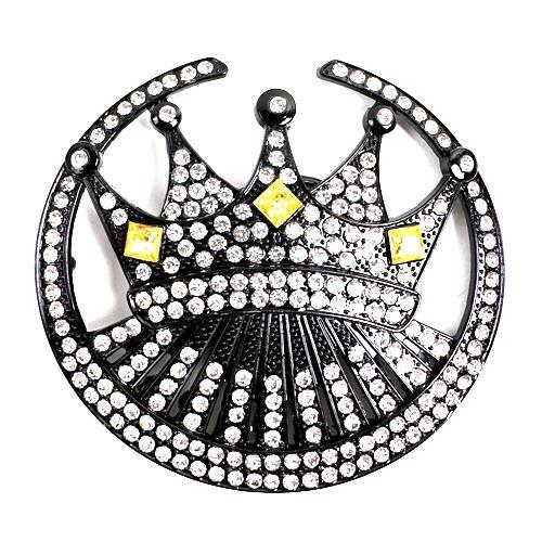 Royal King Crown HIP HOP Clear Rhinestones Black Chrome Fashion Men Belt Buckle