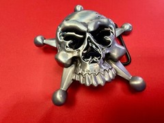 Creepy Skull Grinning Teeth Five Point Star Gothic Punk Cutout Belt Buckle