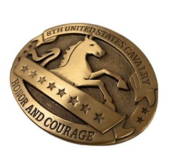 🌟US Army 8th Cavalry Regiment, Honor & Courage Solid Brass Military Belt Buckle