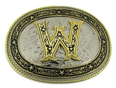 Initial Letter W Belt Buckle Alphabet w Monogram Western Cowboy Rodeo Style New