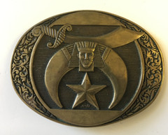 Vintage ADM Solid Brass Masonic Shriner Belt Buckle Award Design USA made